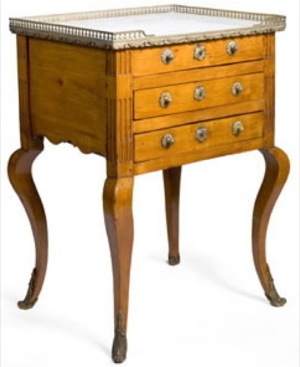 A Transitional Cherrywood Marble-Top Occasional Table